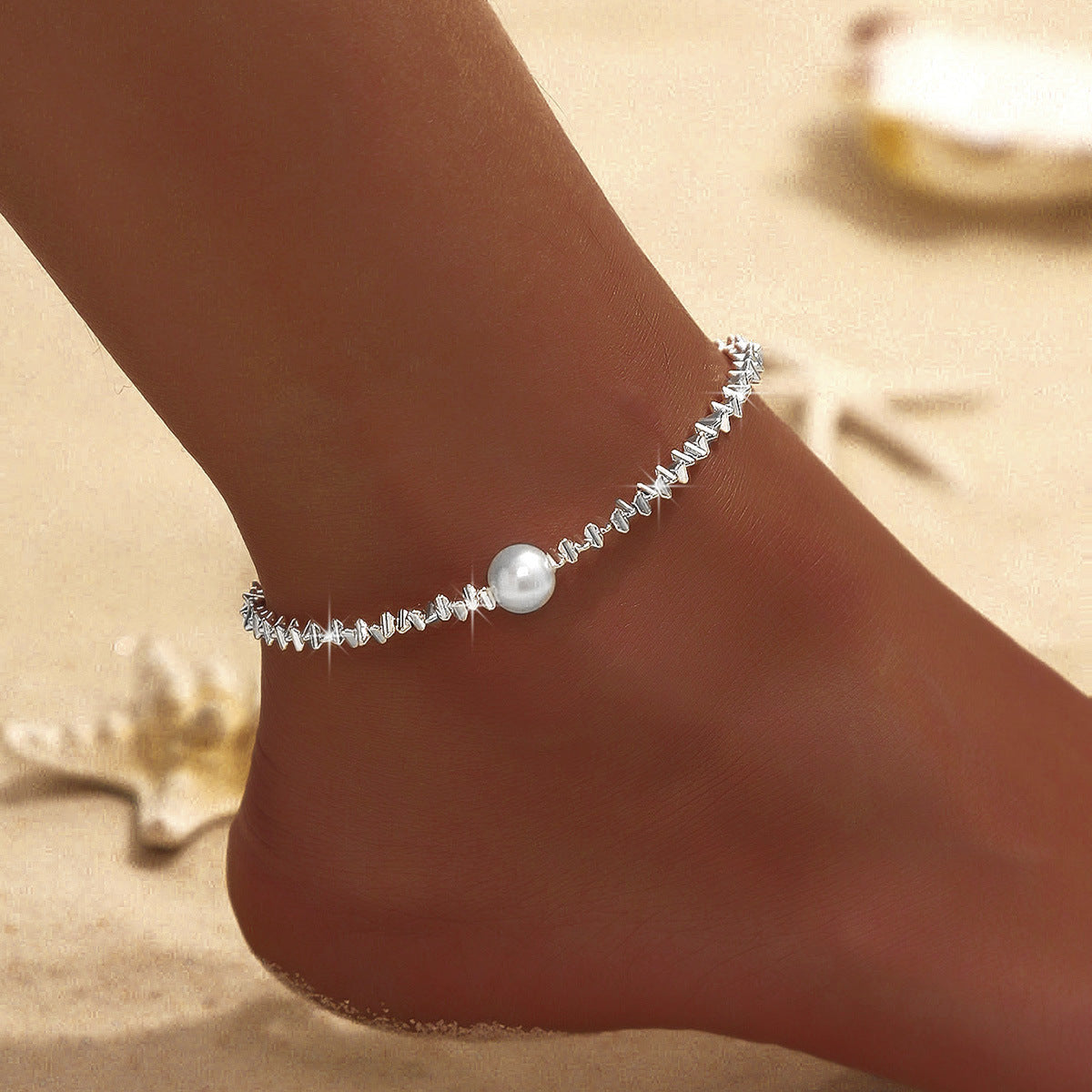 Female Fashion Cross Double-circle Anklet - Chic Angle